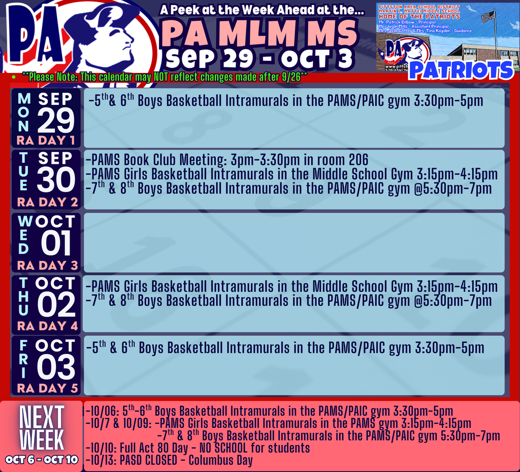 A Peek at the Week Ahead at the PAMS