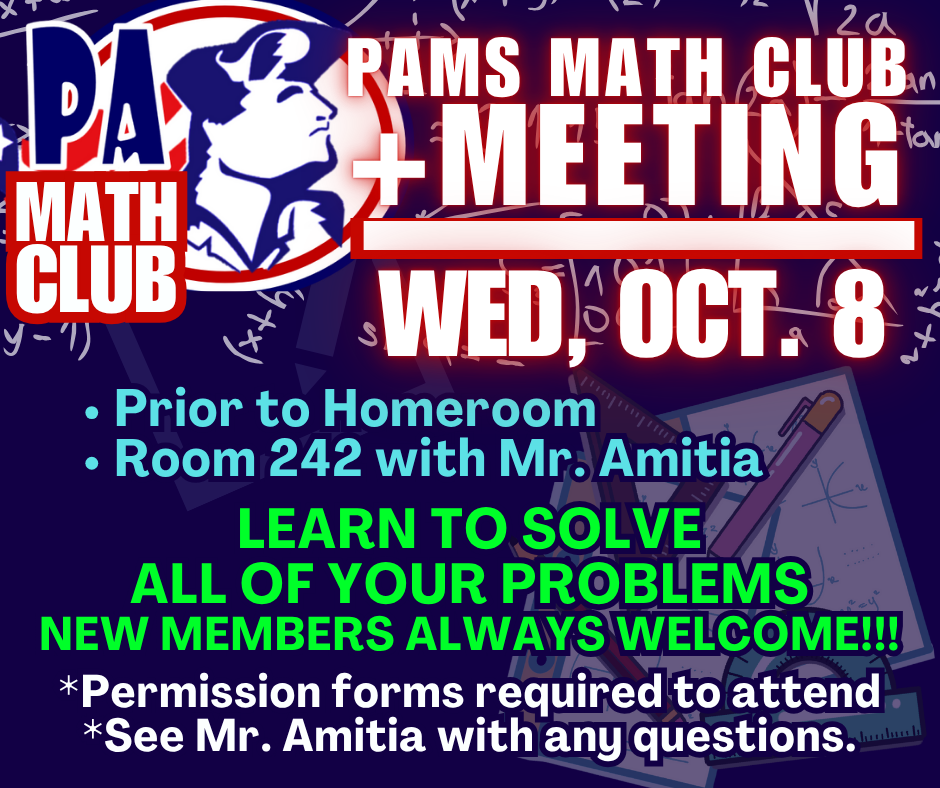 PAMS Math Club Meeting on 10/8
