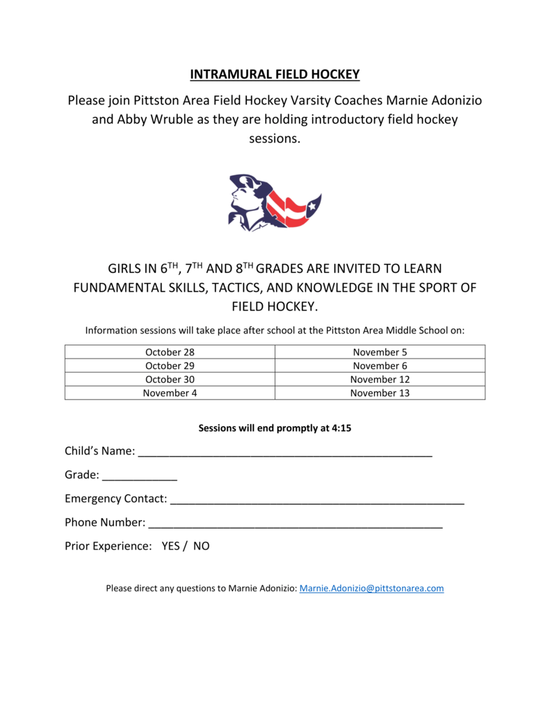 Intramural Field Hockey Permission Form
