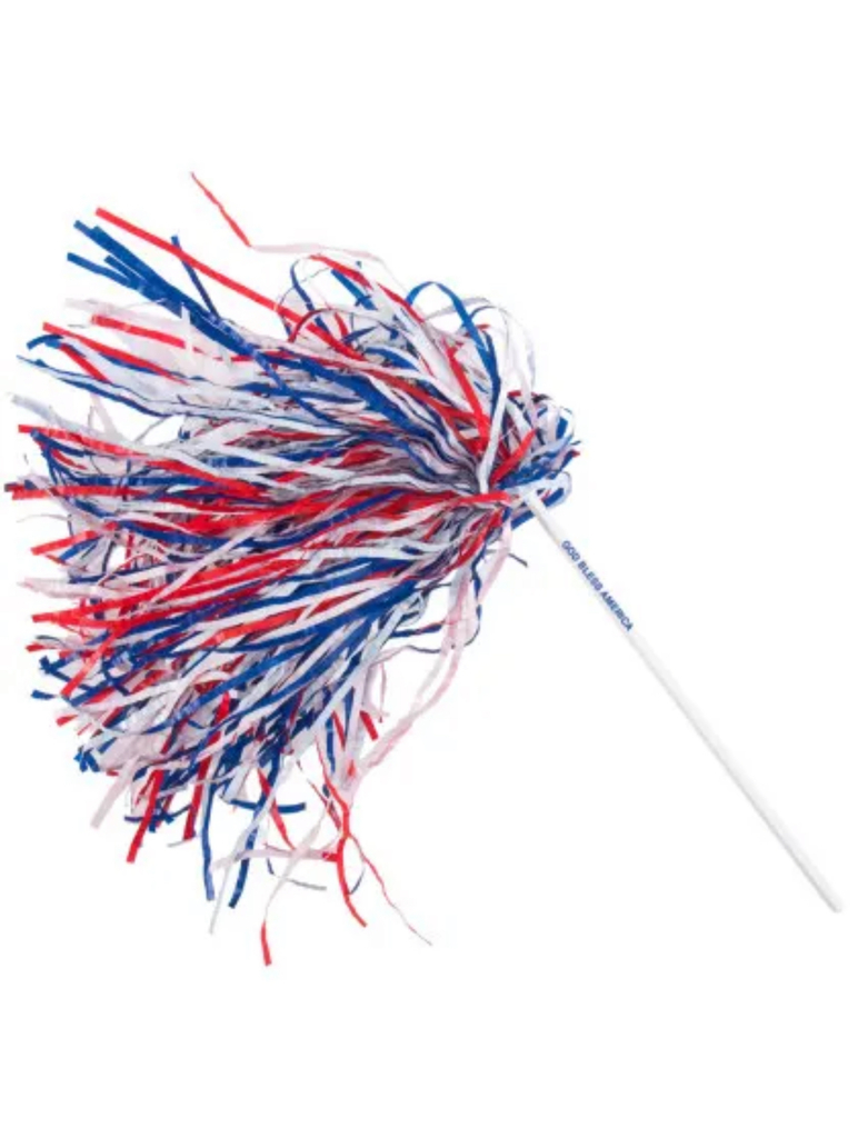 Red white and blue pom pom