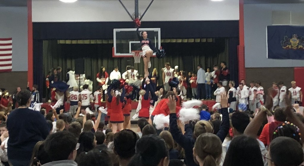 students at a pep rally
