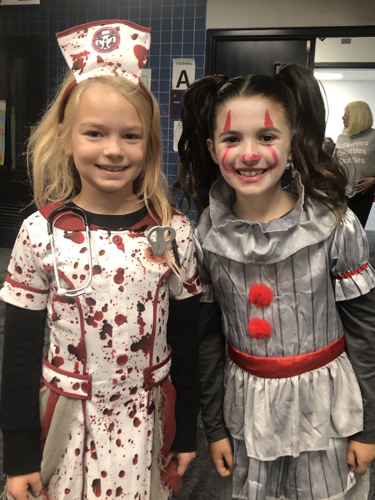 students in Halloween costumes