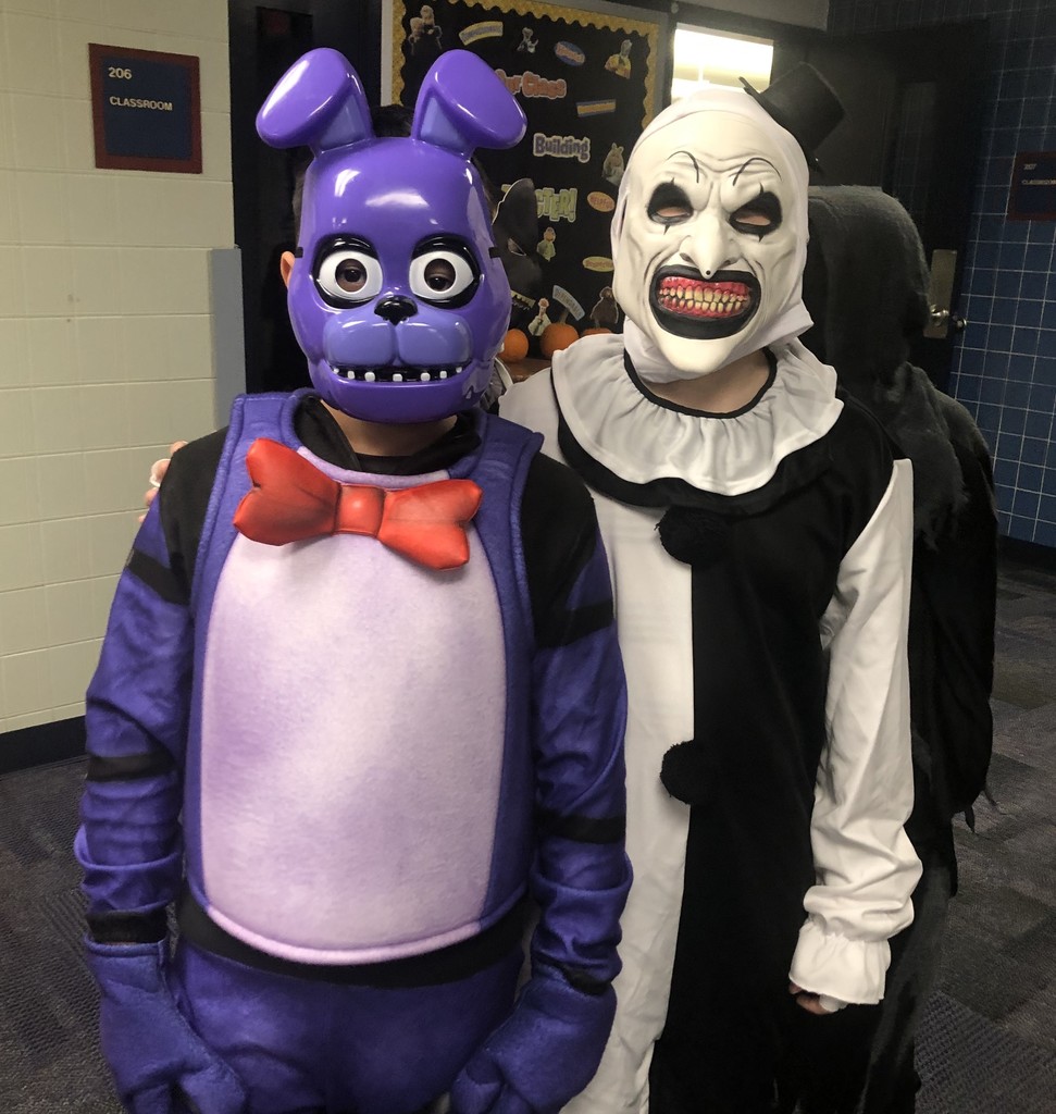 students in Halloween costumes