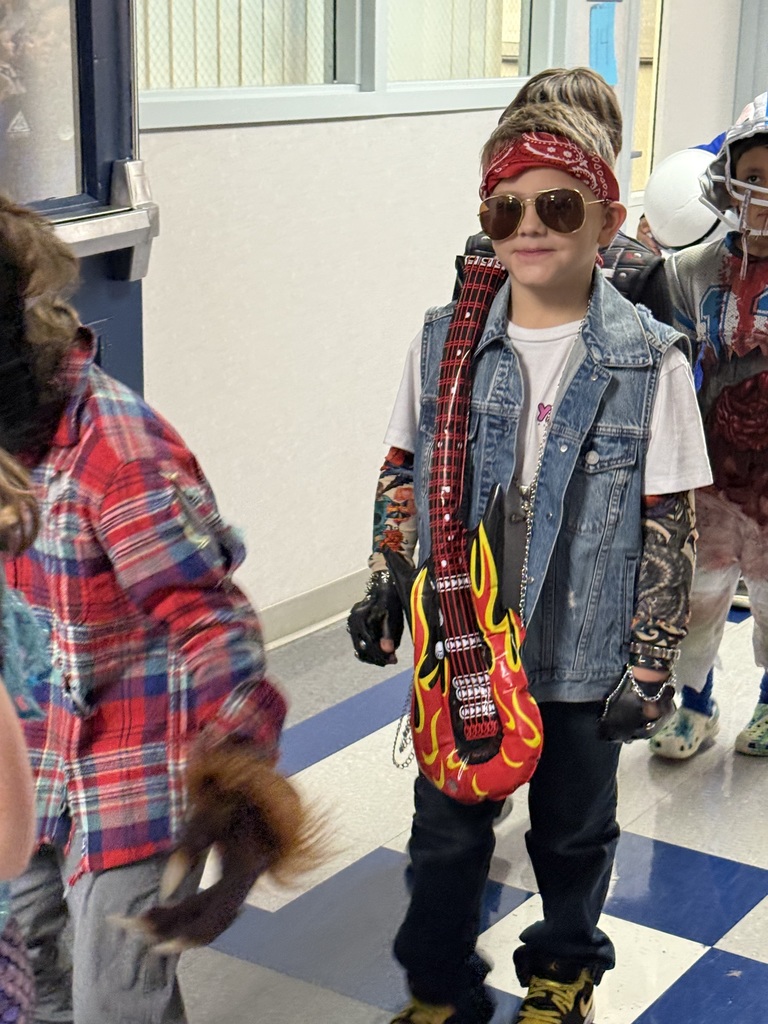 Teacher and student dressed in halloween costumes