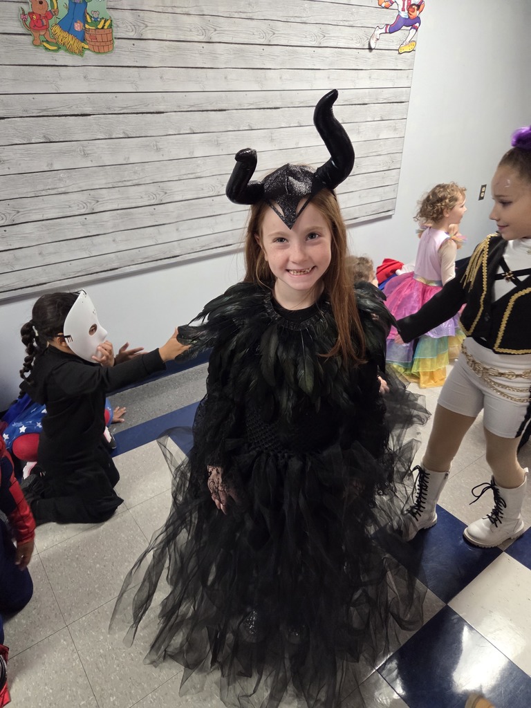 Teacher and student dressed in halloween costumes