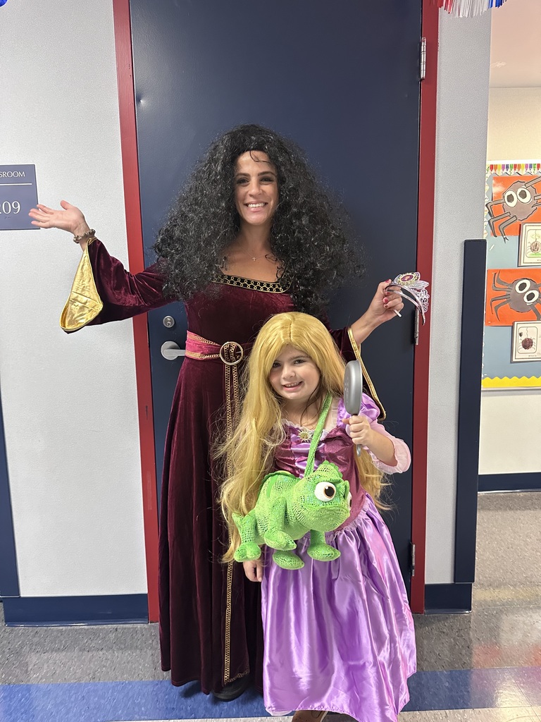 Teacher and student dressed in halloween costumes