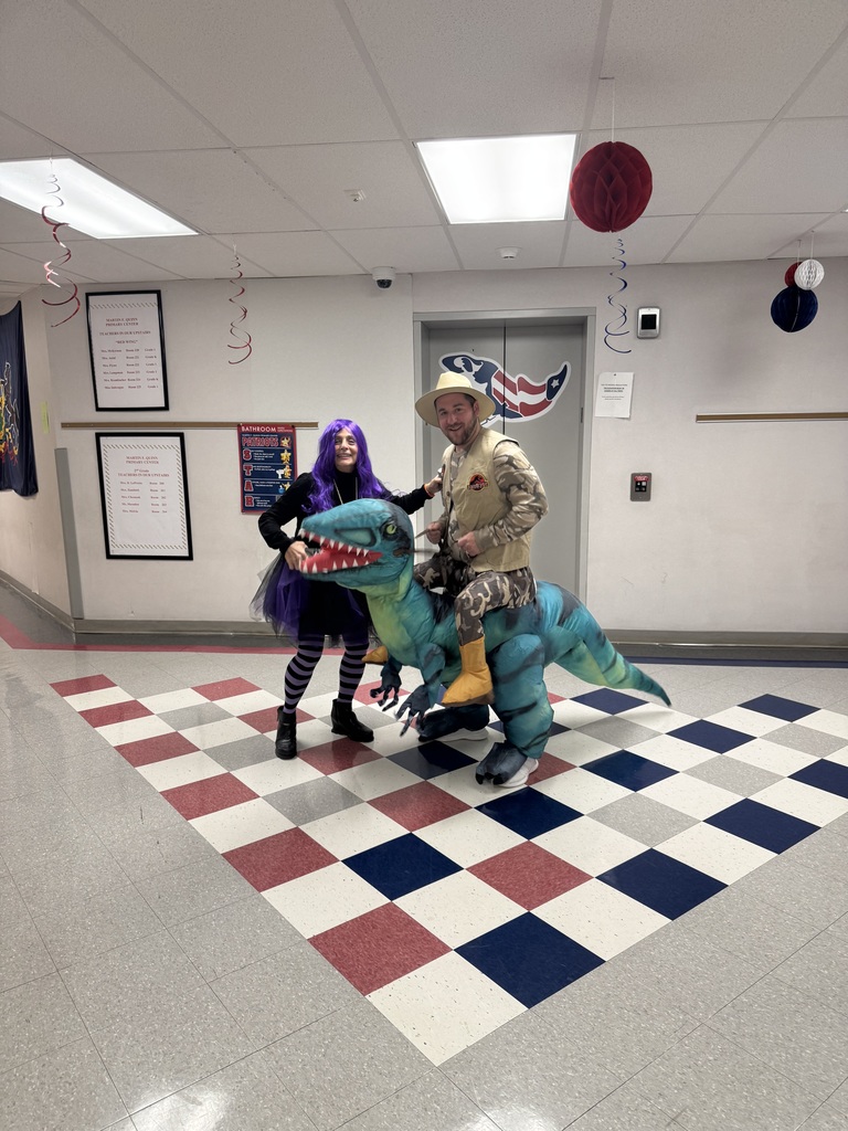 Teacher and student dressed in halloween costumes