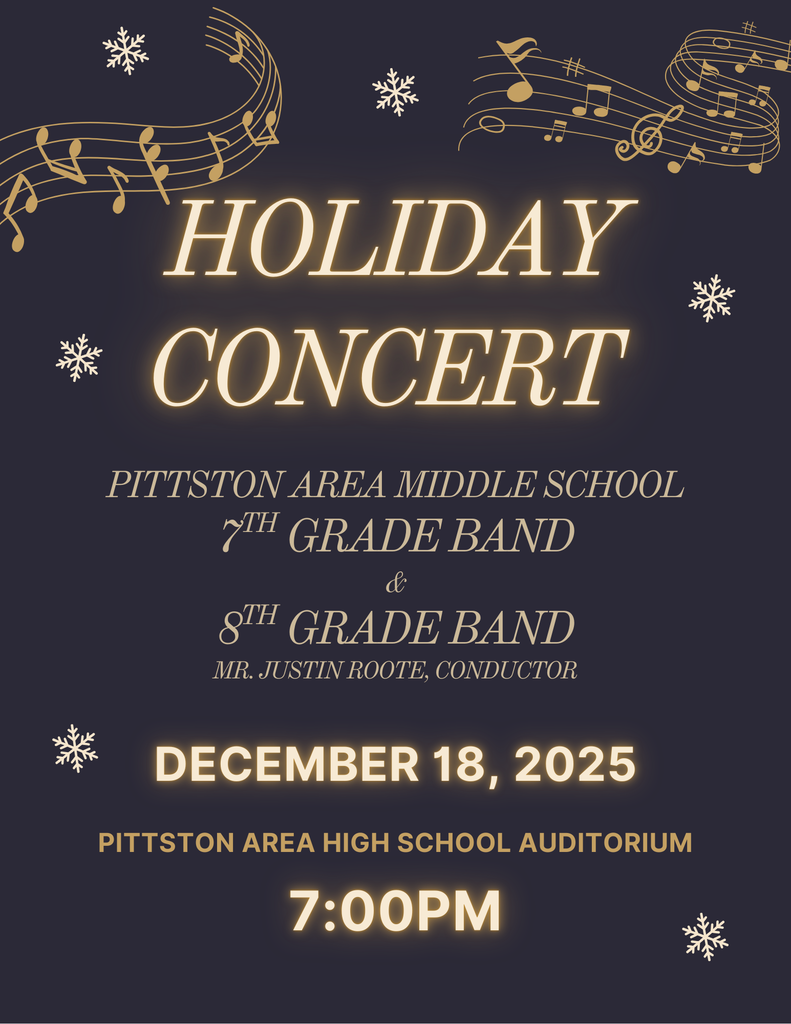 PAMS Band Holiday Concert on December 18 at 7pm at the PAHS...