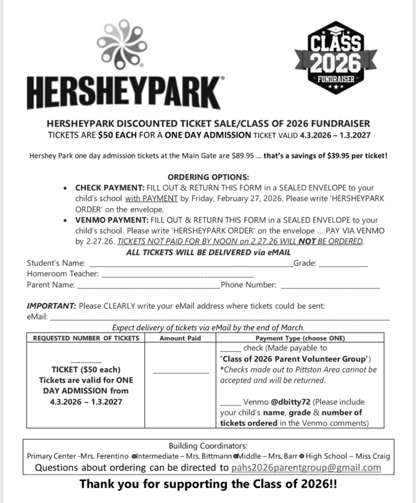Hershey ticket order form 