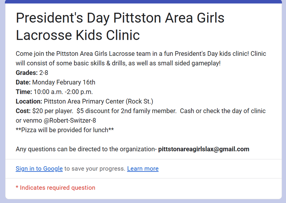 Presidents' Day PA LAX Clinic 2026