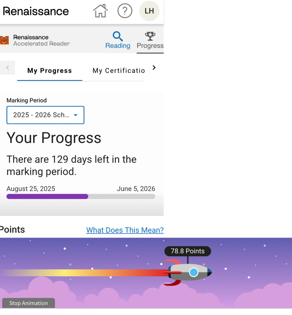 Student reading progress