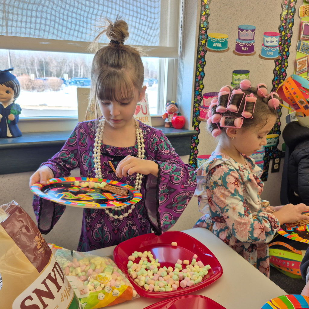 Students collecting 100 snack foods.
