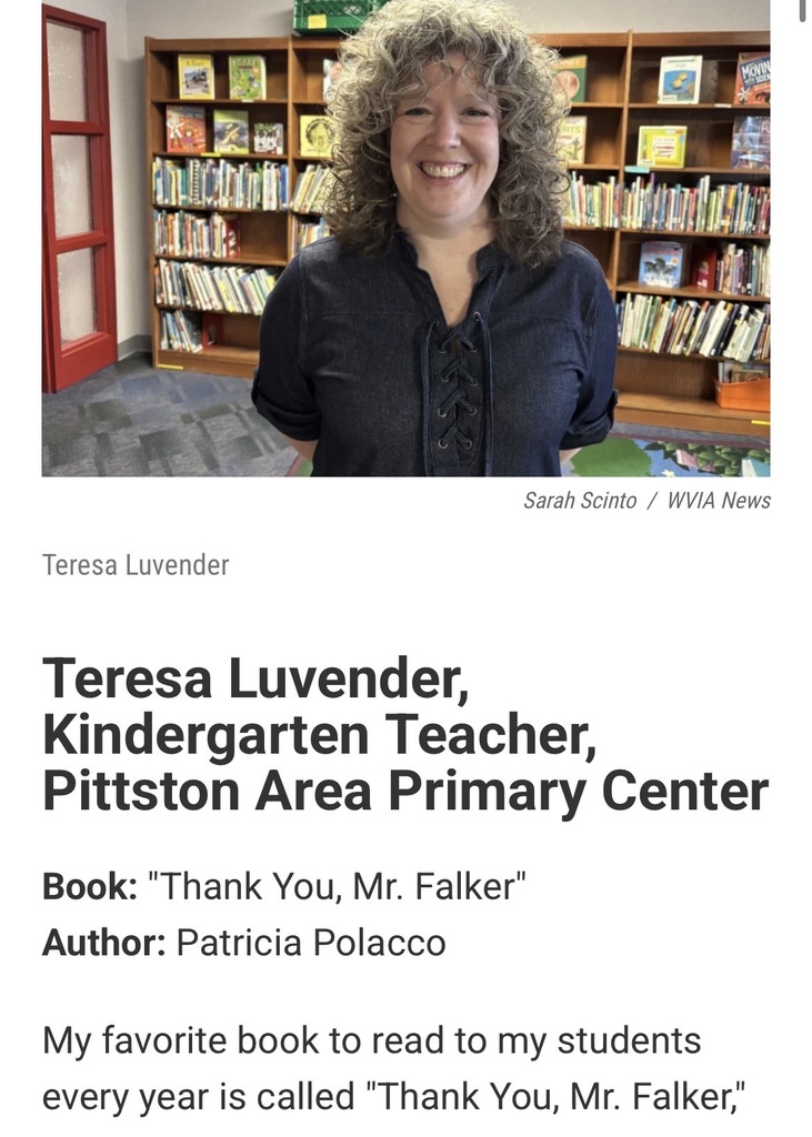 A screenshot of the wvia website with a picture of a member of Mrs. Luvender’s kindergarten class and a quote of their favorite book recommendation. 