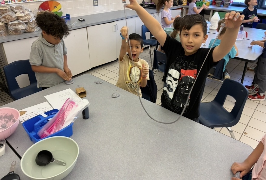 Students playing with slime.