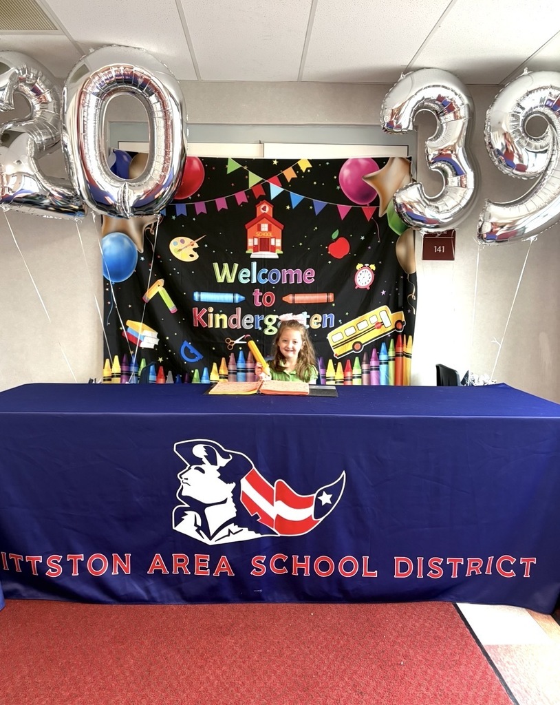 A future kindergarten student at a pittston area school district table with 2039 balloons