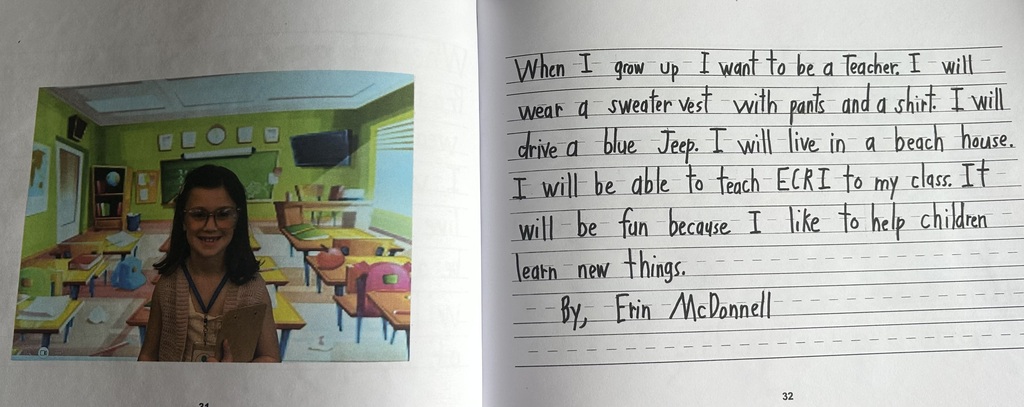 Ms. Richards’s students and their published book When I grow up I want to be… 