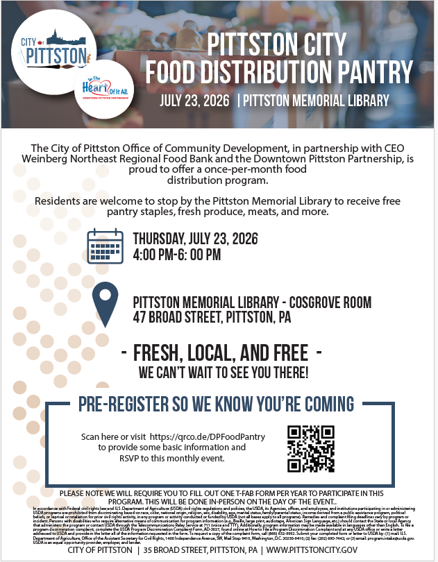 Pitston City Food Distribution Pantry - July 23