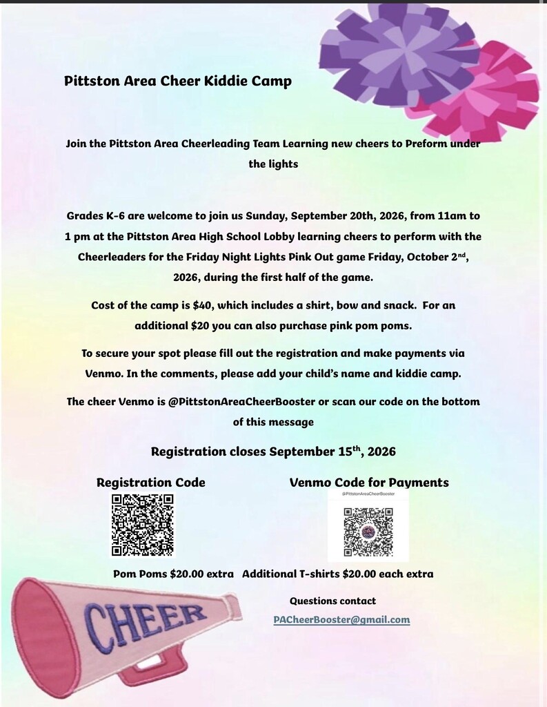 Pittston Area Cheer Kiddie Camp 2026