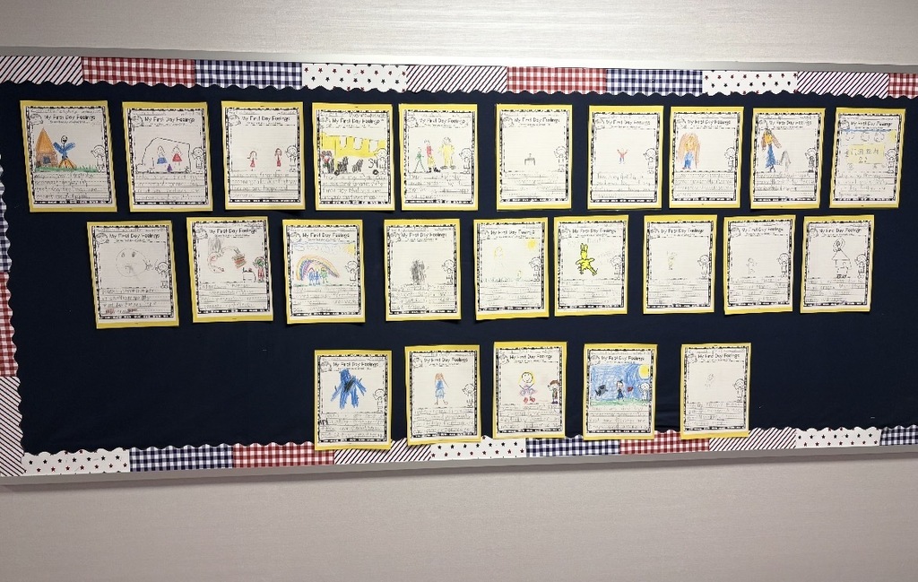 Bulletin board with beginning of the year writing