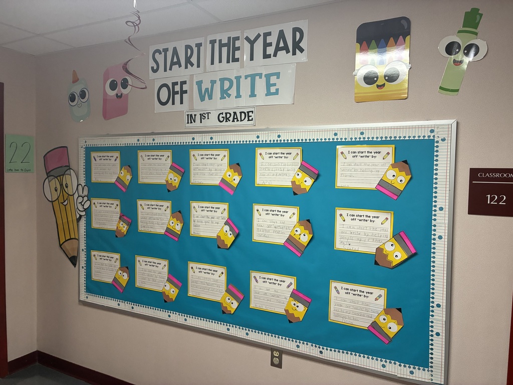 Bulletin board with beginning of the year writing