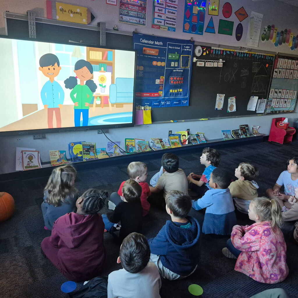 Students learning about fire safety