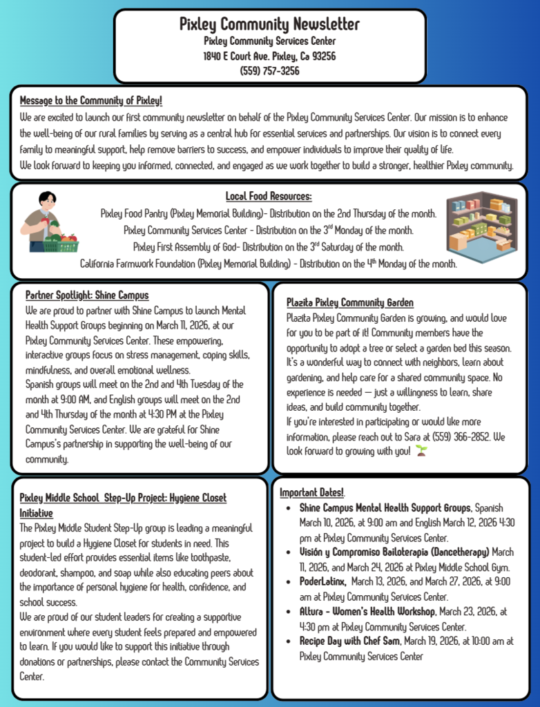 Pixley Community Services Center Newsletter