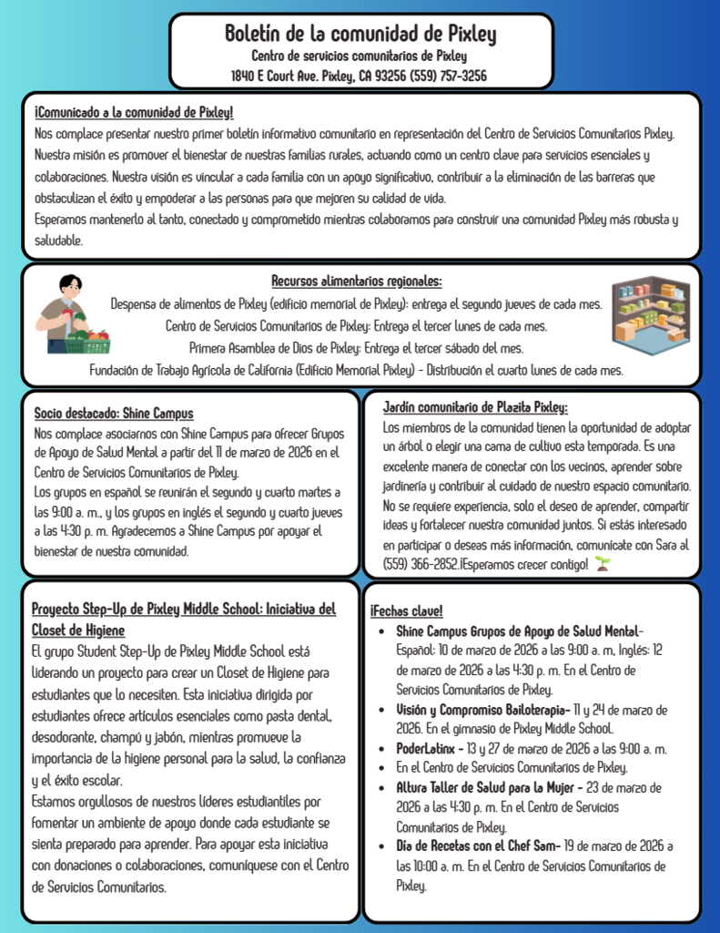 Pixley Community Services Center Newsletter