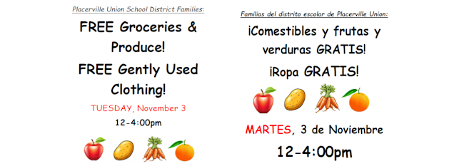 FREE GROCERIES! FREE CLOTHING! ”PRODUCTOS Y COMESTIBLES GRATTIS! ”ROPA DE INVIERNO GRATTIS!