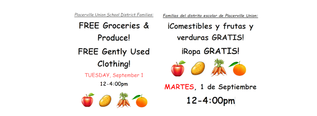 Free Groceries, Produce and Gently Used Clothing September 1st