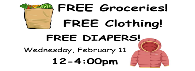 Free Groceries, Clothing, and Diapers! ¡Comida, ropa y pañales gratis!