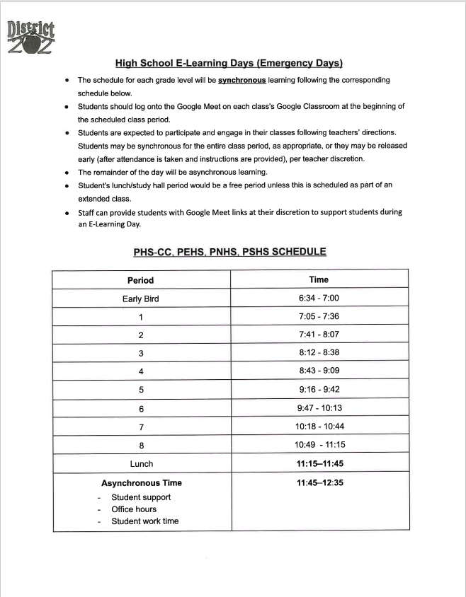 E Learning Day Schedule