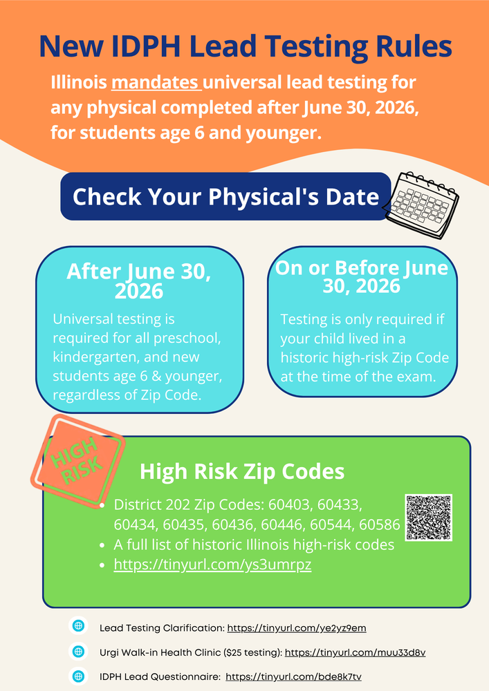 Lead Testing Rules mandate for student physicals