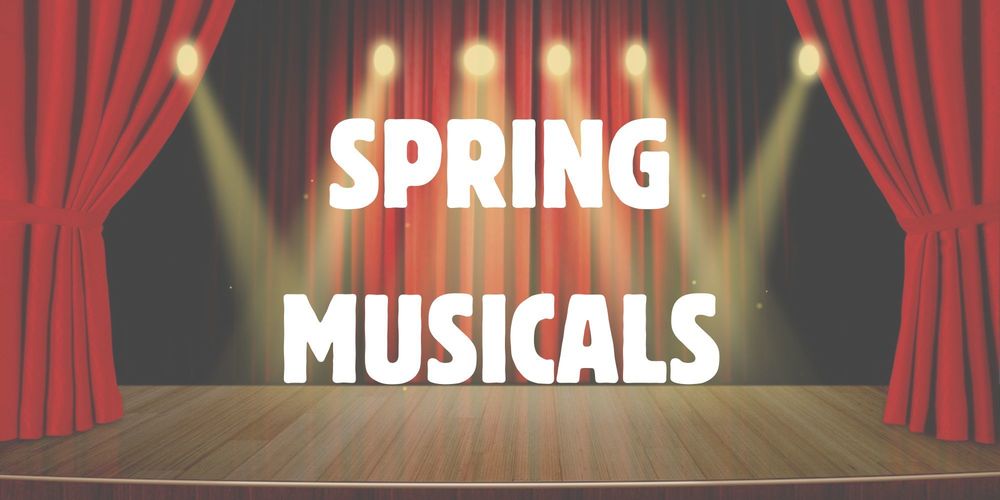 high school spring musical graphic of lights and stage