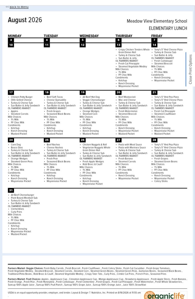 Lunch Menu