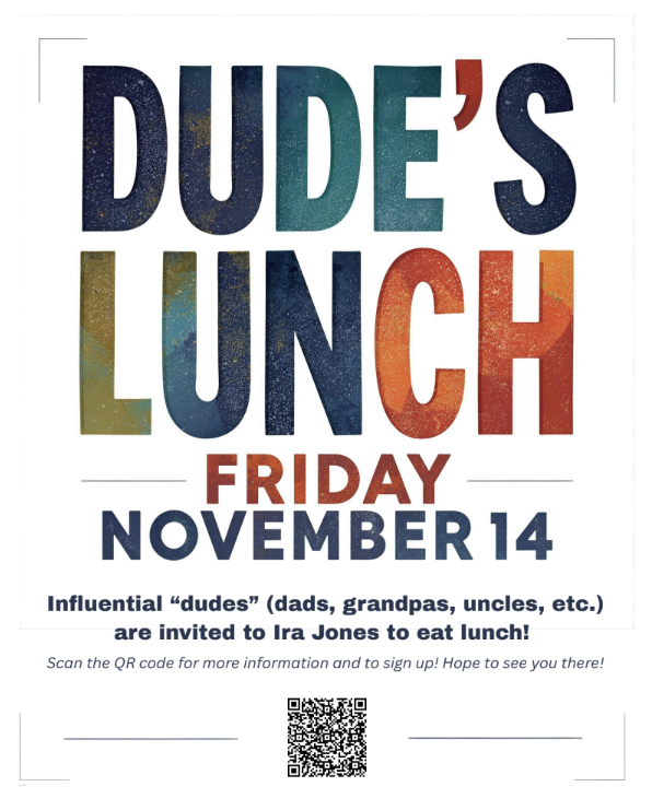 DUDE'S LUNCH FLYER & QR CODE TO SIGN UP