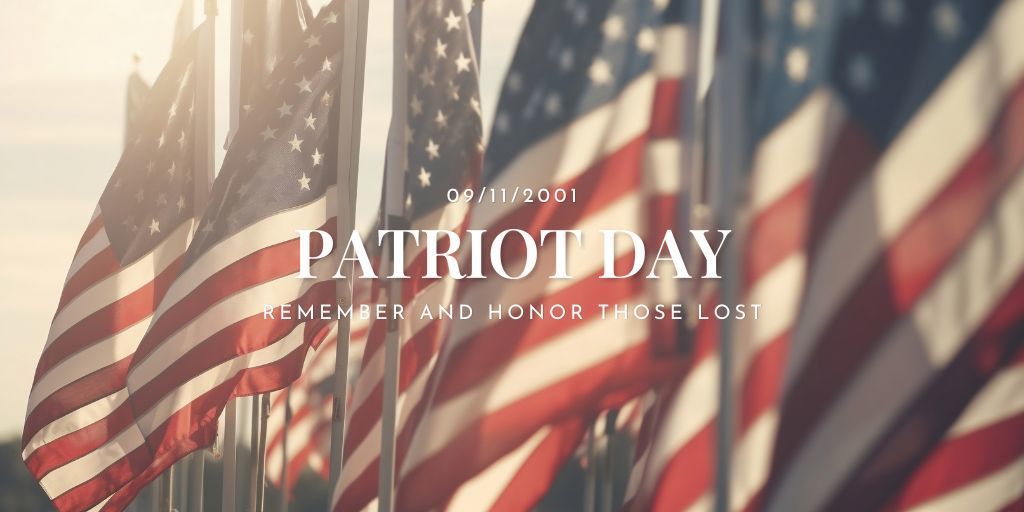 flag background. 09/11/2021, Patriot Day, remember and honor those lost