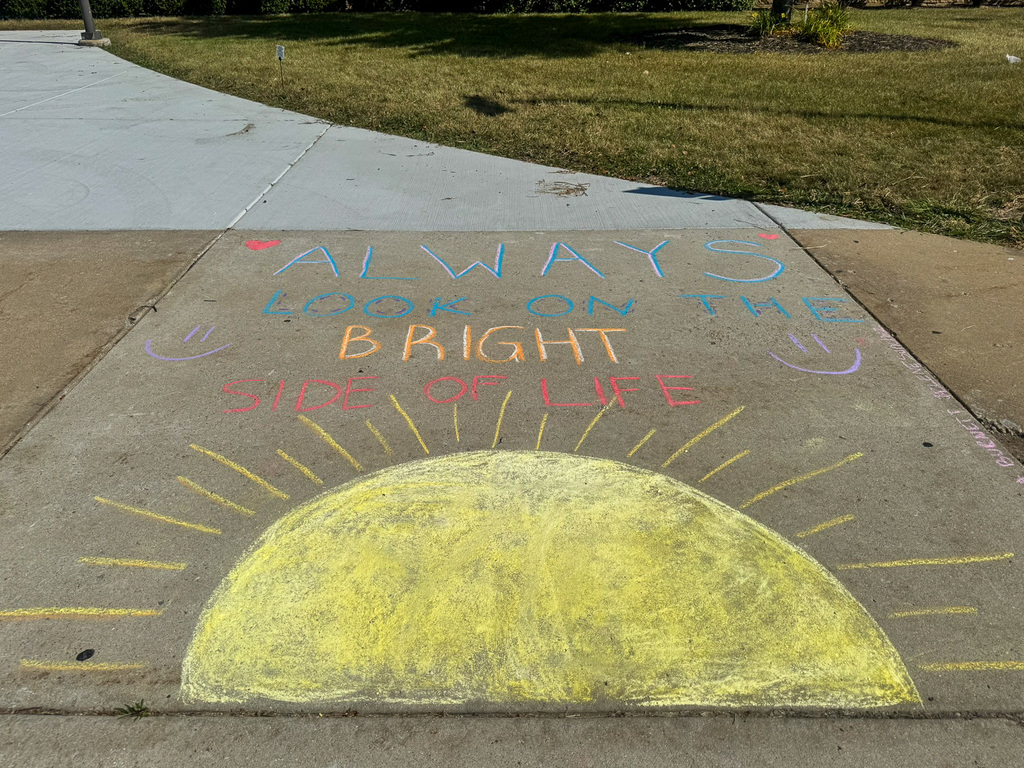 sidewalk chalk big sun. Always look on the bright side of life