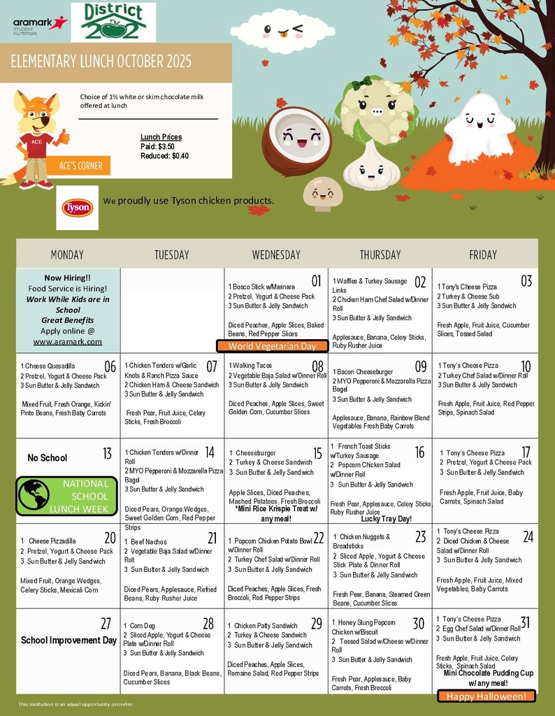 Oct 25 Elementary Lunch