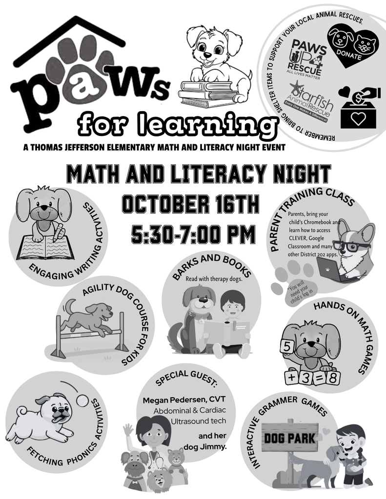   Math and Literacy Night October 16th  5:30-7:00 PM  