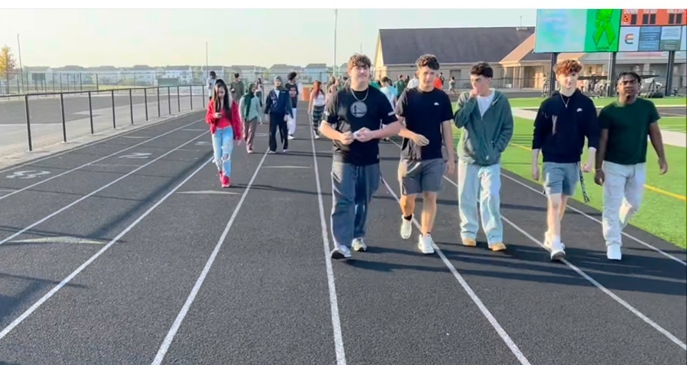 PEHS students and staff walking the track for mental health awareness