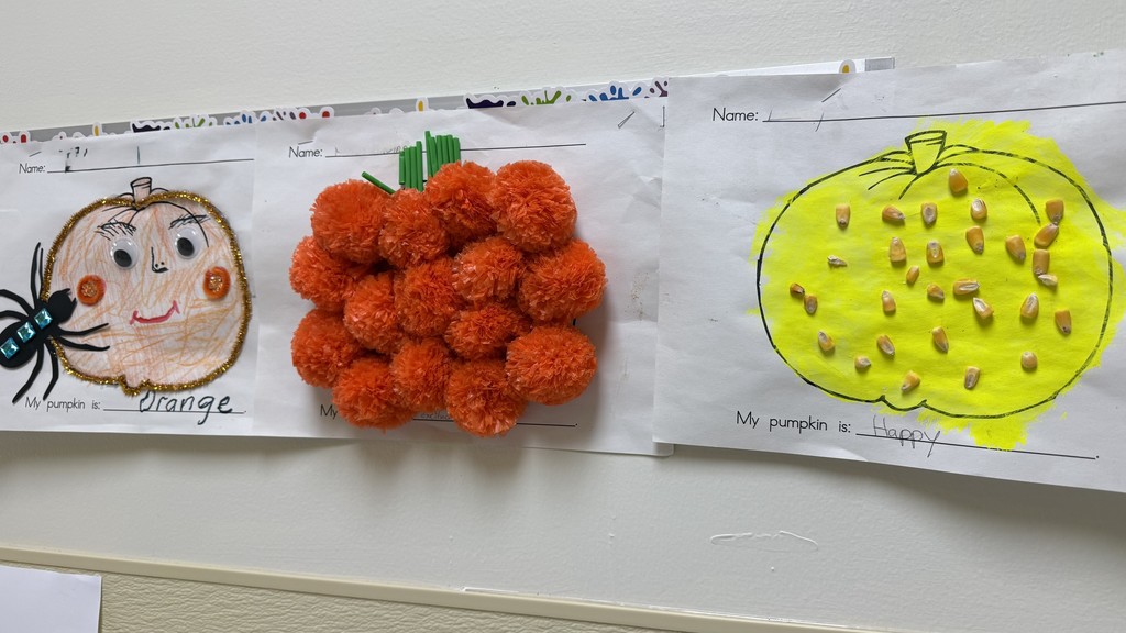 Fall themed artwork on display in BMLC hallway.