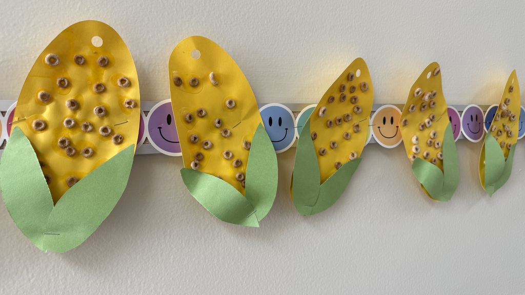 Fall themed artwork on display in BMLC hallway.