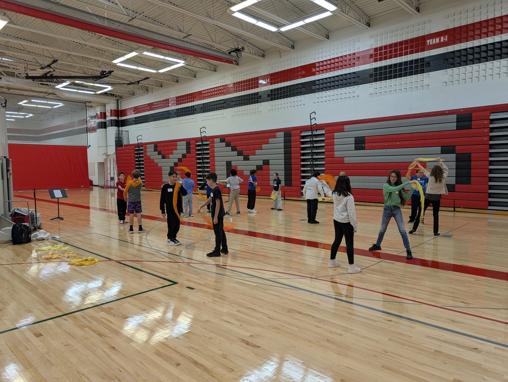 Students in a gym practicing rhythm.