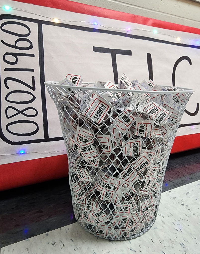 A basket filled with raffle tickets.