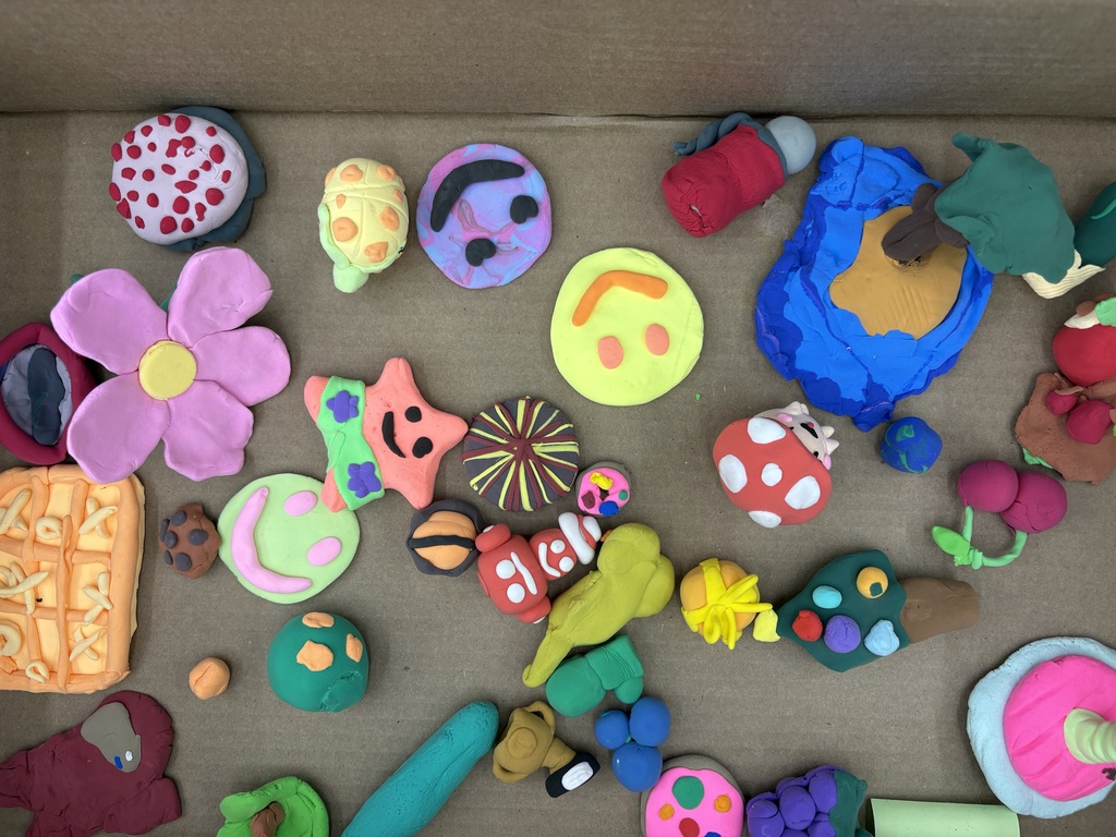Clay objects made by students.  