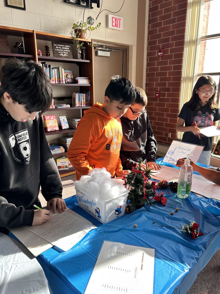 JFK middle school students participating in winter sensory activity. 