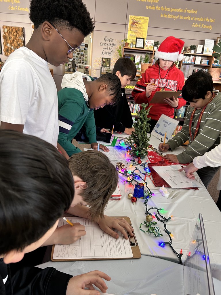 JFK middle school students participating in winter sensory activity. 