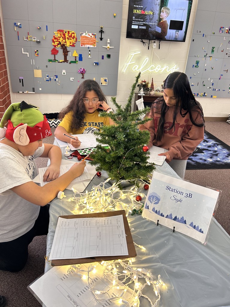 JFK middle school students participating in winter sensory activity. 