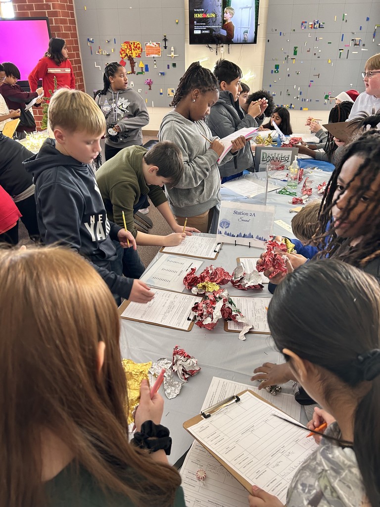 JFK middle school students participating in winter sensory activity. 