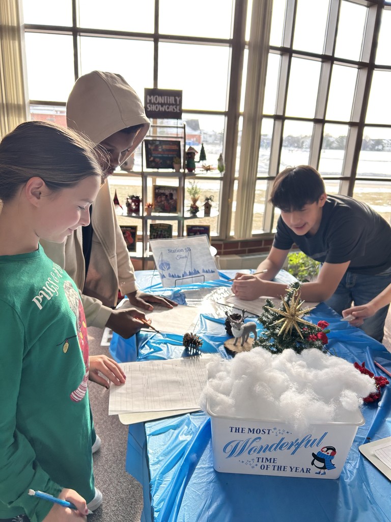 JFK middle school students participating in winter sensory activity. 